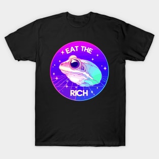 Purple Psychedelic Eat the Rich Frog T-Shirt